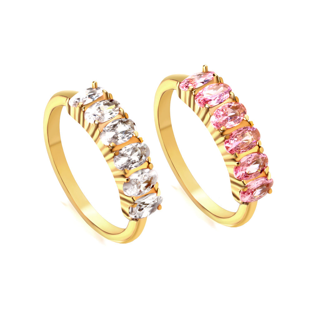 New white stone ring light luxury hundred elegant temperament metal wind asonjewelry